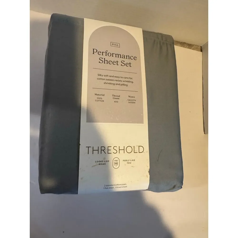 Solid Performance 400 Thread Count Sheet Set Threshold Gray full size100% cotton
